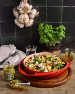 Orzo salade met geroosterde groenten en feta
